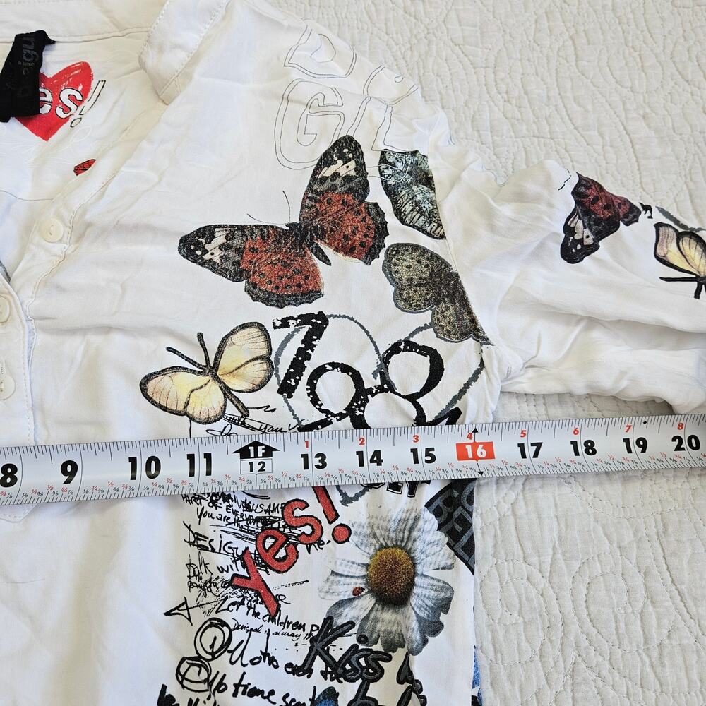 Desigual Graphic Top Long-Sleeved Tunic Boho Euro - Small - Picture 4 of 5